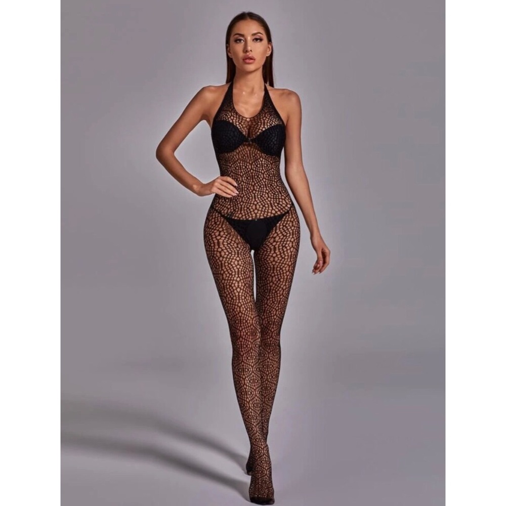 Sexy Black Halter Bodystocking